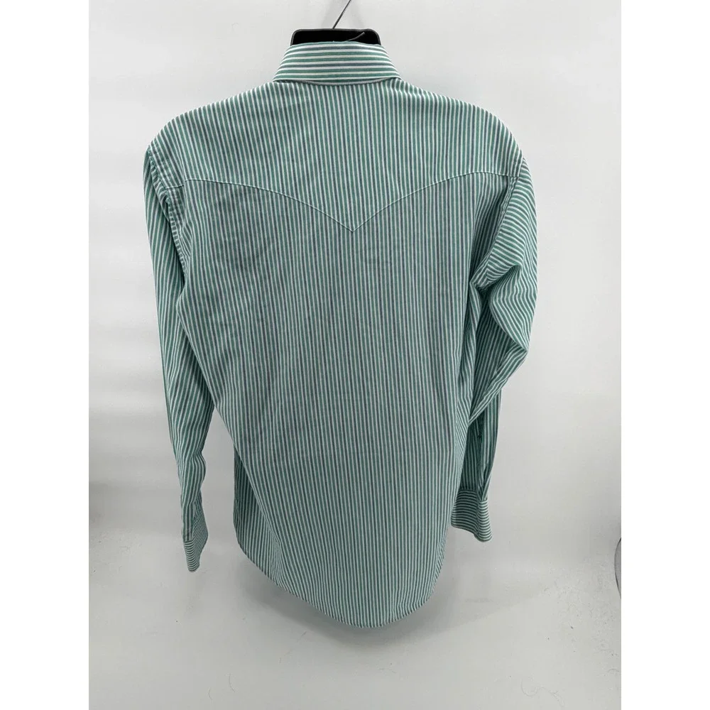 VTG Flying R Ranchwear Western Shirt Pearl Snap 16.5‎ x 36 Large Tall Stripe USA